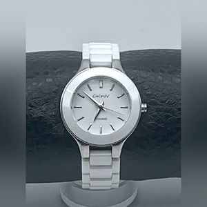 DKNY White dial and ceramic bracelet ladies quartz wristwatch NY4886